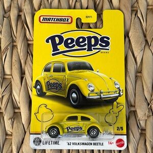 Peeps Bunny Rabbit 62 Volkswagen Beetle Yellow 1962 VW Bug Matchbox Easter Car